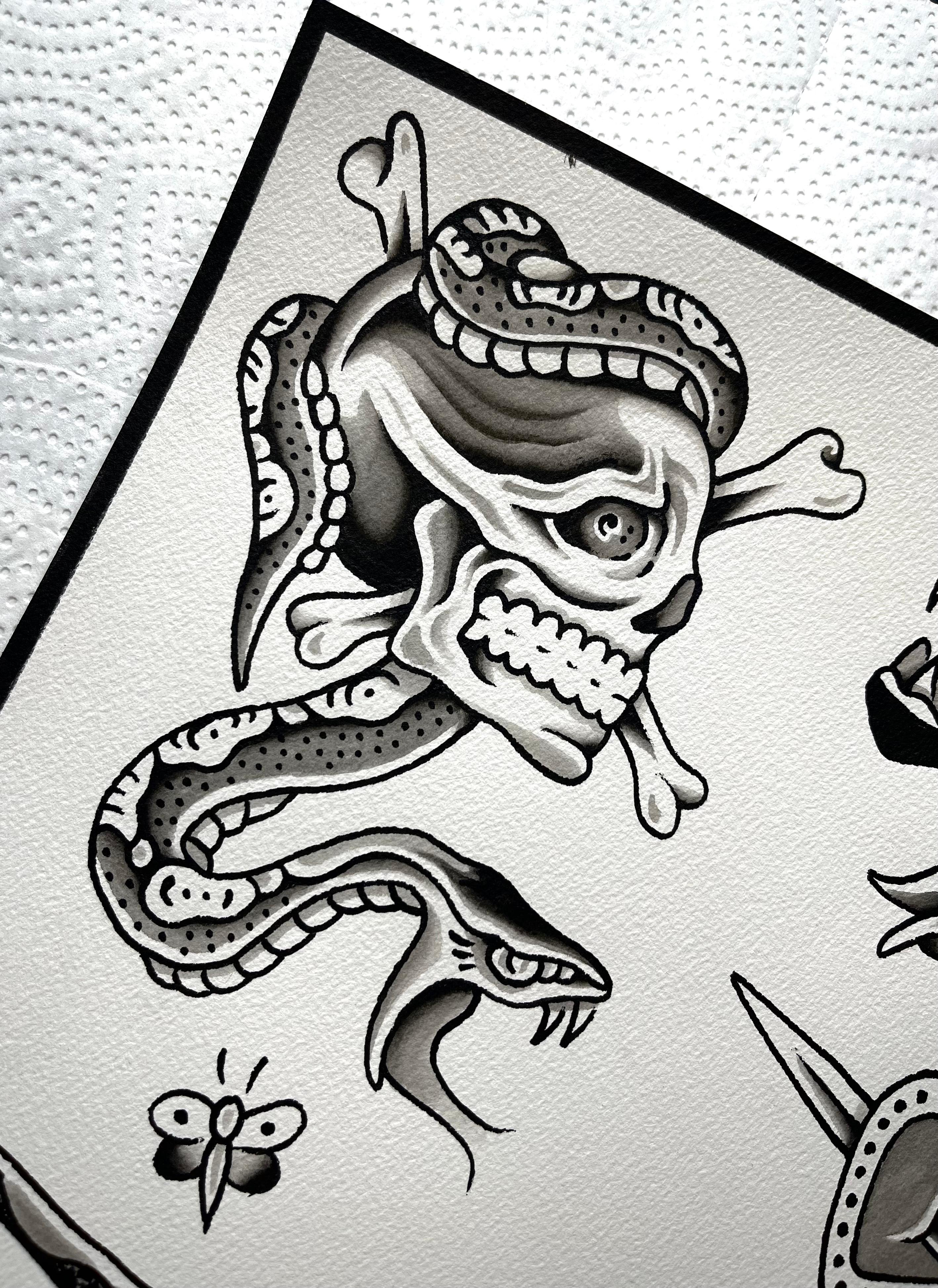 Traditional Tattoo Totenkopf Motiv