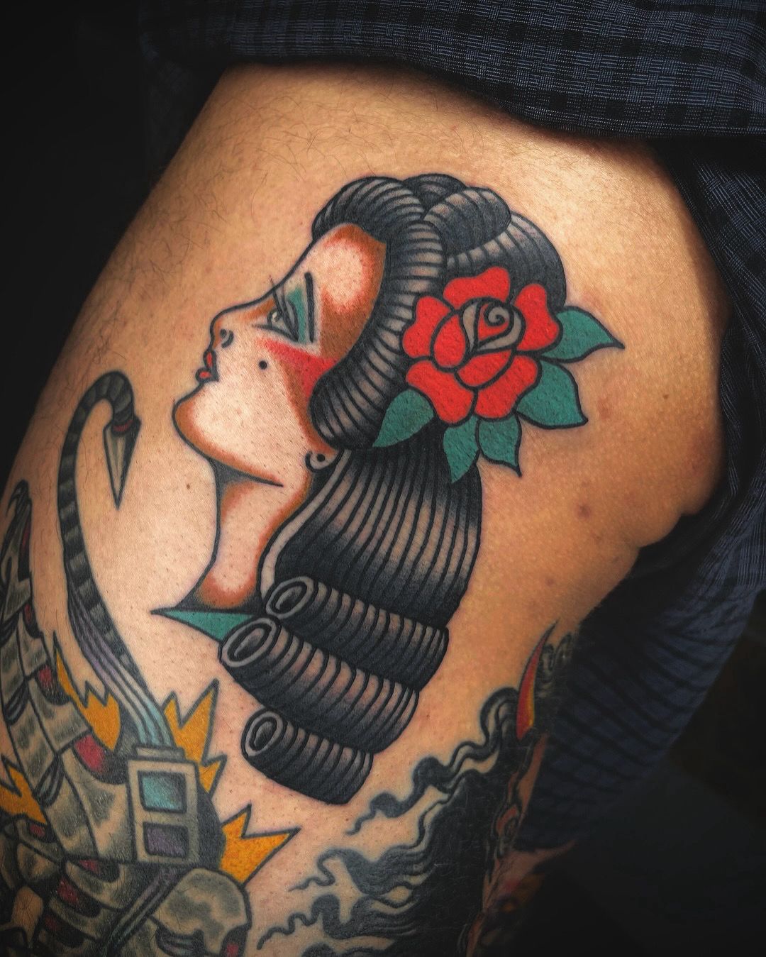 Oldschool Frauen Portrait Tattoo